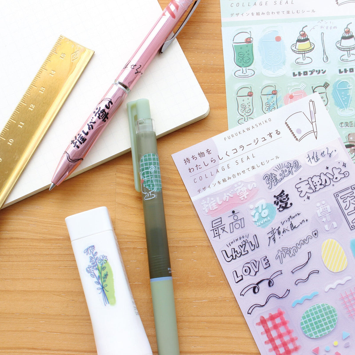 Collage Seal Clear Stickers - Neko - K A M I - Stickers - Furukawa Shiko