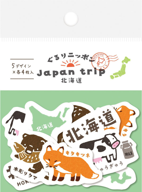 Flake Seal Stickers - Gururi Nippon - Hokkaido - K A M I - Stickers - Furukawa Shiko