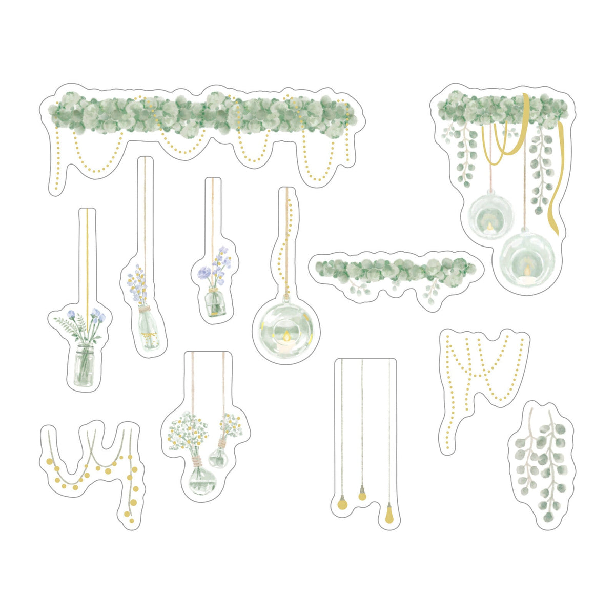 Flake Seal Stickers - Kira Kira - Glitter Clear Garden Party - K A M I - Stickers - World Craft