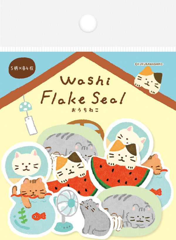 Flake Seal Stickers - Neko Summer - K A M I - Stickers - Furukawa Shiko