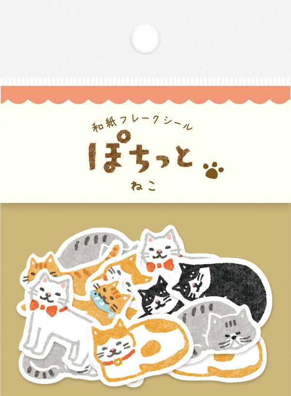Flake Seal Stickers - Pochitto - Neko - K A M I - Stickers - Furukawa Shiko