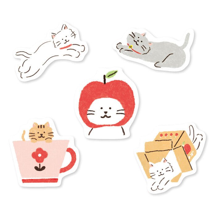 Flake Seal Stickers - Watashi Biyori - Yuru Neko - K A M I - Stickers - Furukawa Shiko