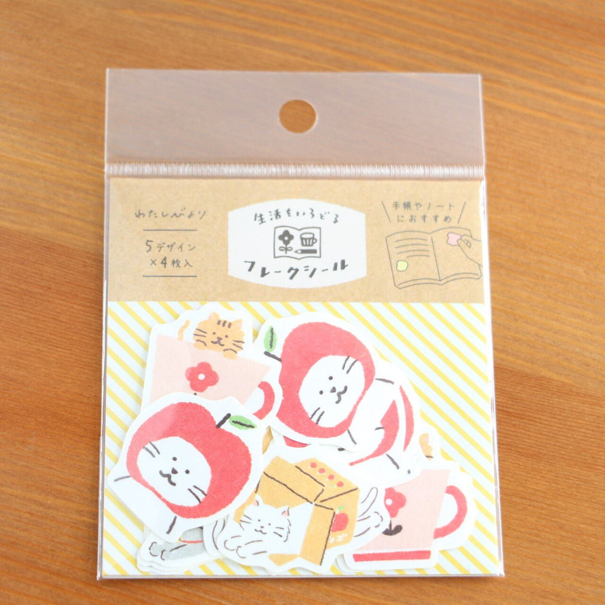 Flake Seal Stickers - Watashi Biyori - Yuru Neko - K A M I - Stickers - Furukawa Shiko