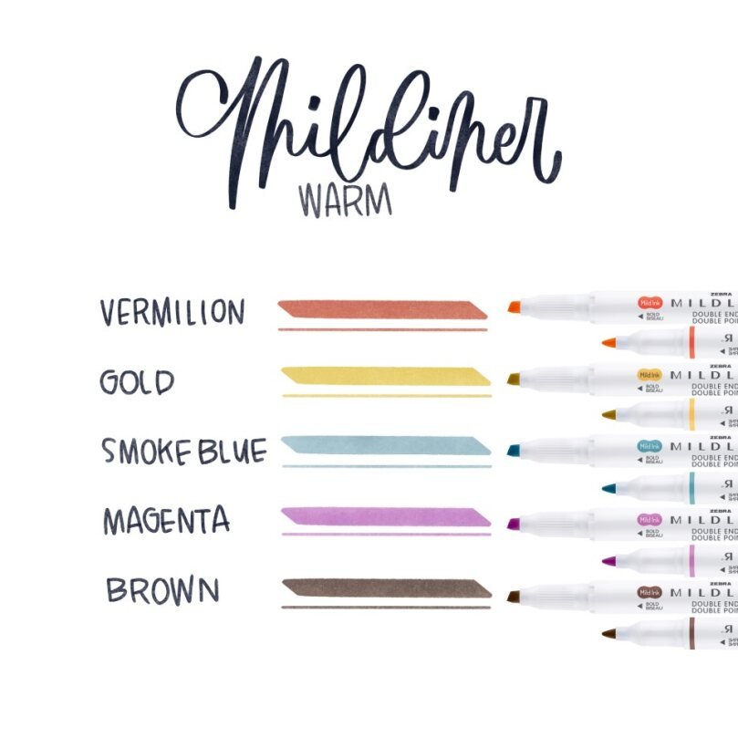 Set de Brush Pen Mildliner - Zebra - Warm - KAMI Paper - Papeterie et objets japonais choisis avec soin - Surligneur - Zebra