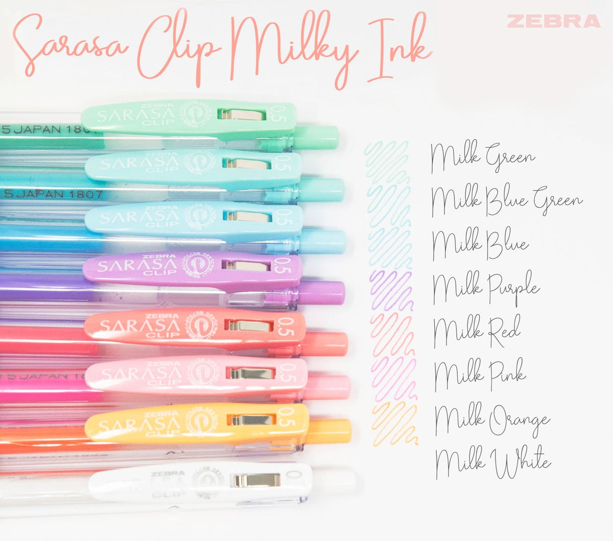 Set de Stylos Gel - Zebra Sarasa Clip - Milk - KAMI Paper - Papeterie et objets japonais choisis avec soin - Stylo - Zebra