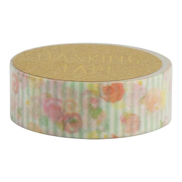 Washi Tape - Rose Retro Menthe - K A M I - Washi Tape - World Craft